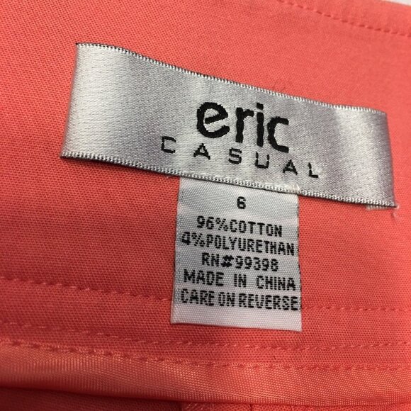 Womens Eric Chino Cropped Pants Peach Pink Pedal Pushers Size 6 u - Picture 6 of 6